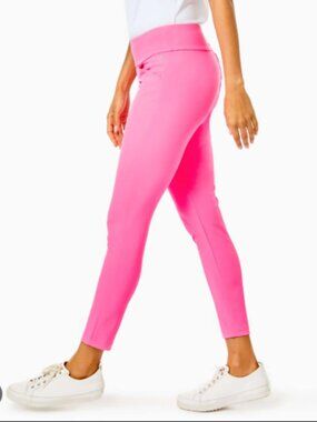 Womens Lilly Pulitzer UPF 50+ Luxletic 28" Corso Pant Aura Pink Ankle Length 14